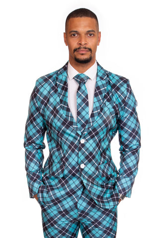Blue Tartan Scottish Stag Suit
