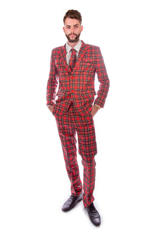 Red Tartan Scottish Stag Suit