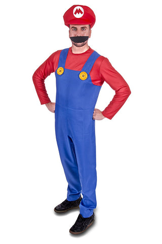 Super Plumber Red Brothers Adult Fancy Dress Costume