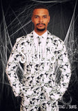 Black and White Halloween Skull Print Stag Suit - Stag Suits