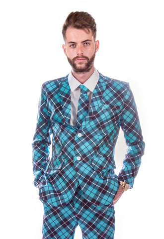 Blue Tartan Scottish Stag Suit