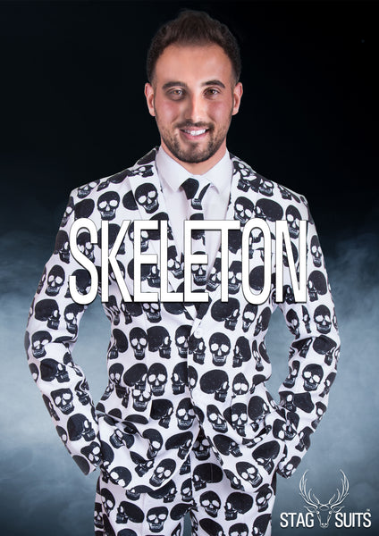 Skeleton Skull Halloween Print Stag Suit - Stag Suits