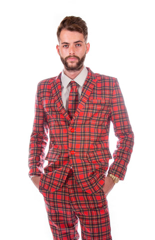 Red Tartan Scottish Stag Suit