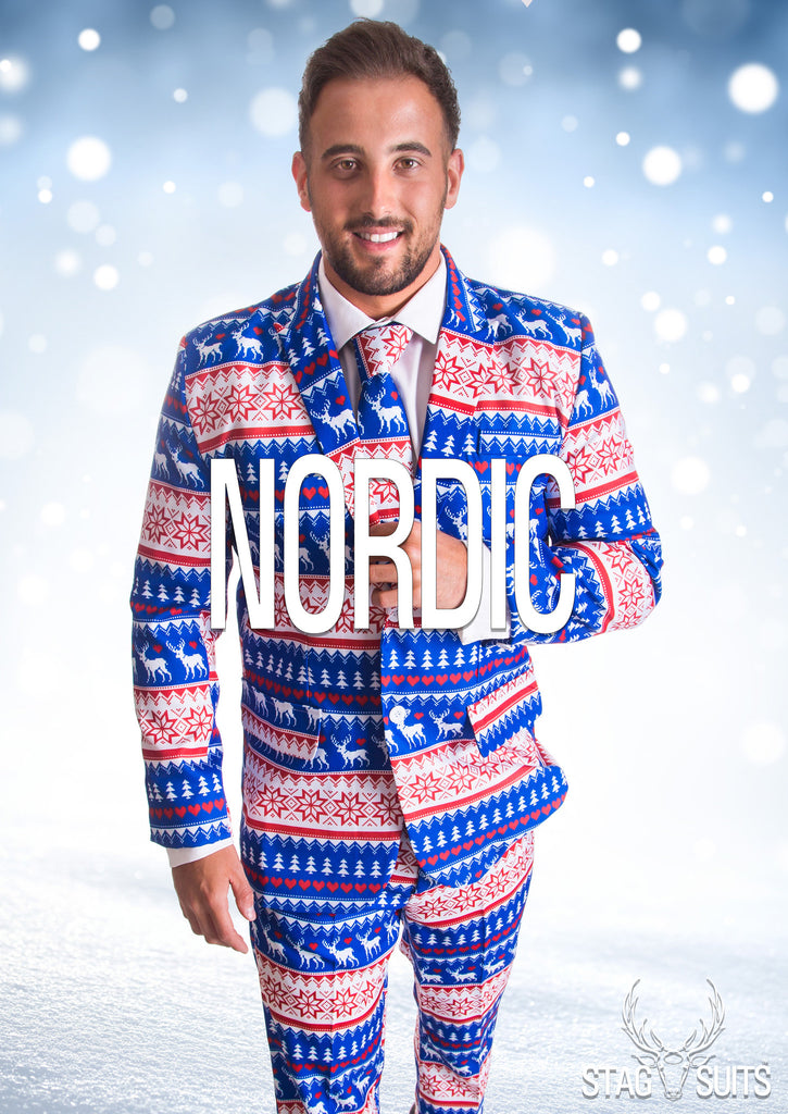 Nordic Blue Christmas Stag Suit - Stag Suits